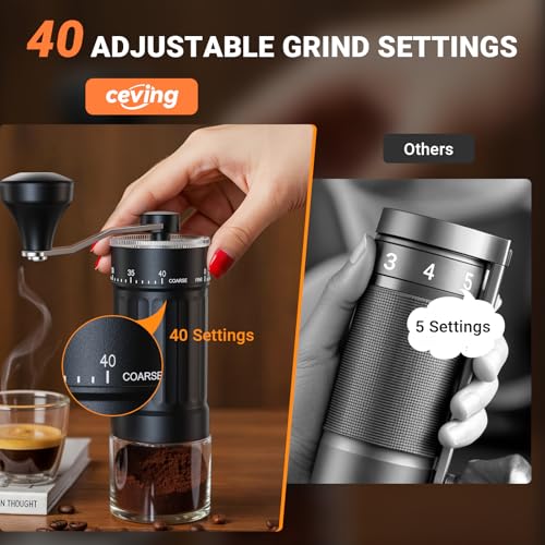 Mini Manual Coffee Grinder With 40 Adjustable Settings (M01 Black / Ceramic Burr)