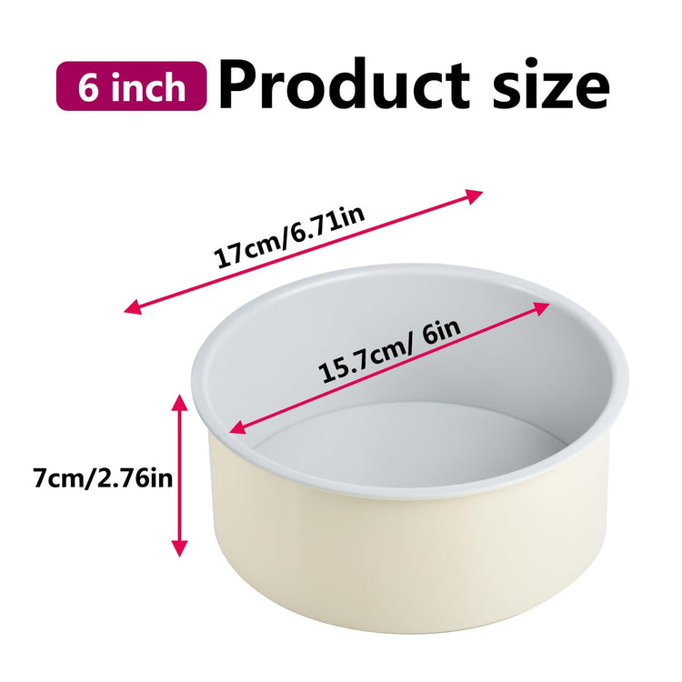 6 inch Cake Pan with Removable Bottom Carbon Steel Round Shaped Cheesecake Tin Nonstick Chiffon Cake Mould for Baking