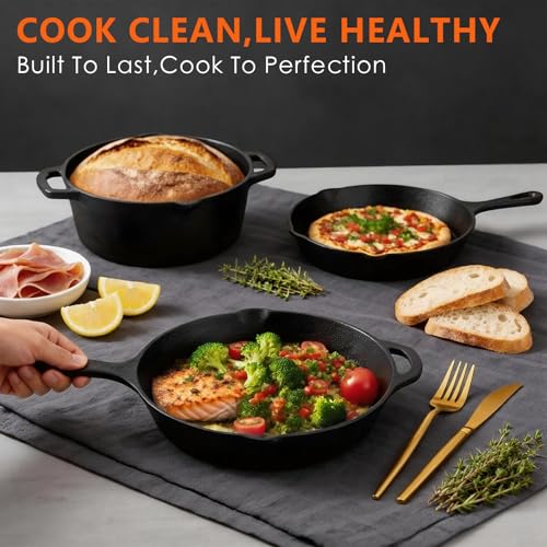 6 Piece Pre Seasoned Cast Iron Cookware Set