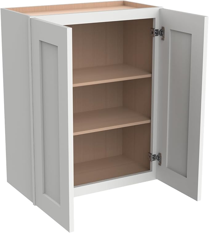 Wall-Mounted Cabinet – Solid Wood Shaker Style Medicine Cabinet with Adjustable Shelves & Soft-Close Doors for Bathroom, Kitchen, and Office Storage (Origami White, 39" W x 12" D x 42" H)