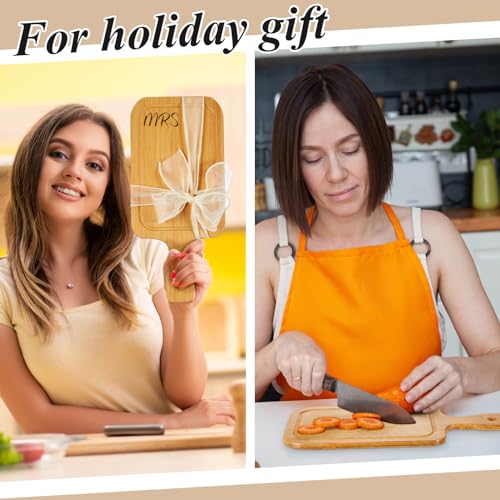 40 Pcs Mini Charcuterie Boards Bulk Small 11" x 5.12" Bamboo Cutting Board with Handle Wooden Blanks Chopping Customized Serving Tray for DIY Laser Engraving Wedding Housewarming Gift Guests (42 Count)