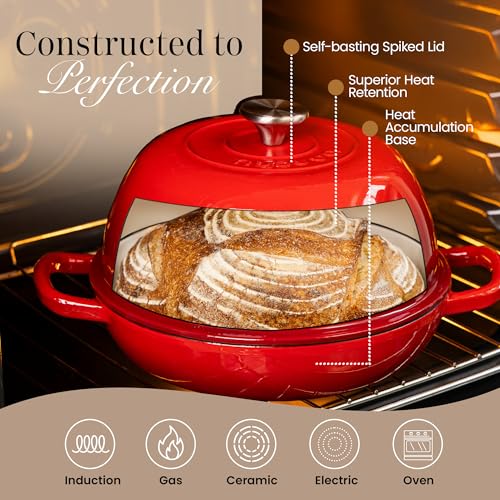 Enamelled Cast Iron Dutch Oven Pot (Red)