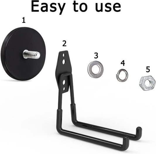 Large Strong Magnetic Hooks,Heavy Duty Magnet Hook, Black Magnetic Garage Hook for Metal Cabinet Pegboard Garage Warehouse Shelve,Heavy Duty Storage Magnetic Utility Hooks (2 Pack)