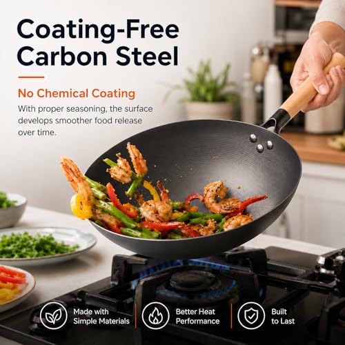 12.6" Carbon Steel Wok Pan (12.61 inch)