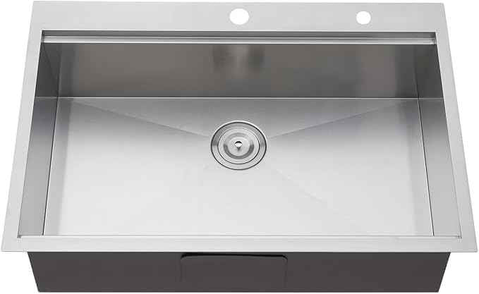 VCCUCINE 33x22 Inch Drop In Kitchen Sink,Overmount Stainless Steel Single Bowl Workstation Laundry Sink Top mount 2 Hole Farmhouse Kitchen with Cutting Board & Accessories