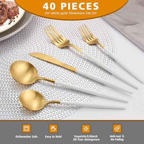 Matte White Gold Silverware Set
