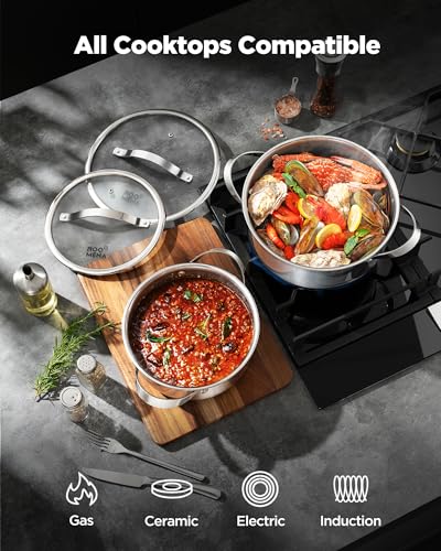 Pots and Pans Set Hybrid Stainless Steel (17 Count)
