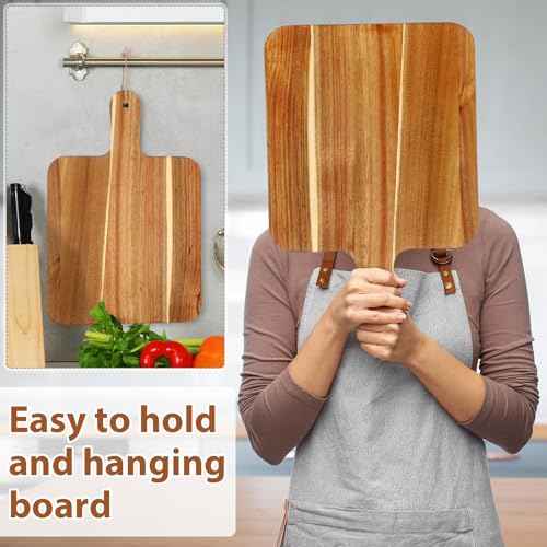 16 Pcs Acacia Wood Cutting Board with Handles Bulk (16 Count)