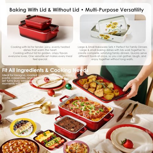 Ceramic Casserole Dish for Oven (6 Count)