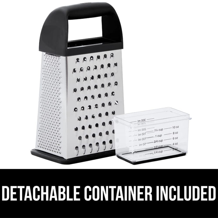 XL 4 Sided Stainless Steel Cheese Grater With Measurement Container
