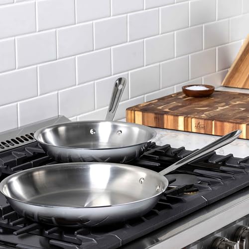 D3® Stainless Steel 10 and 12 inch Frying Pans Set