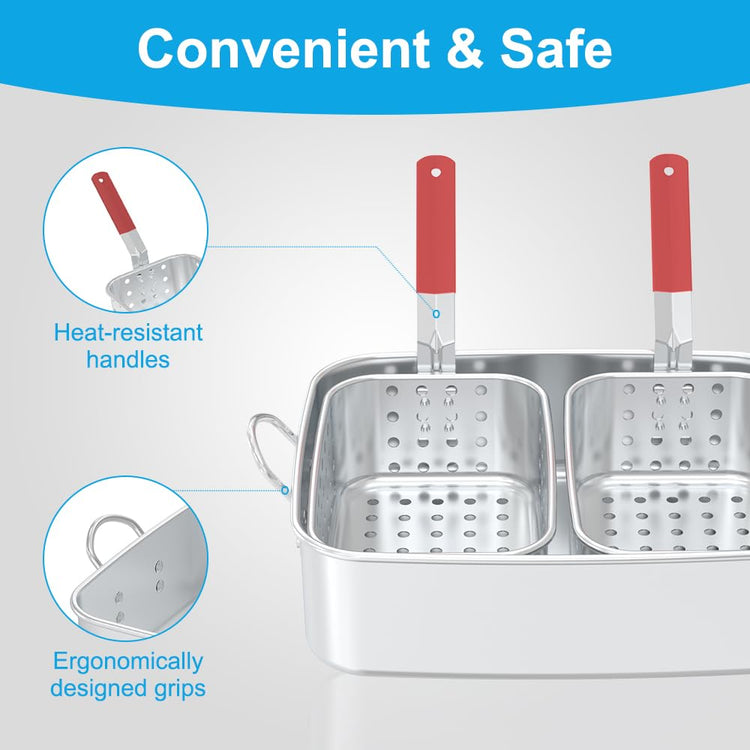 FireRiot 18QT Aluminum Deep Fryer Pot with Baskets & Heat