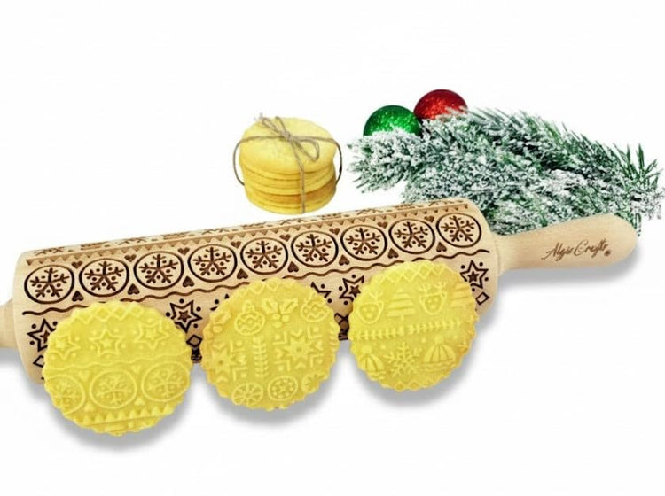 WINTER Embossing Rolling Pin for Christmas Cookies