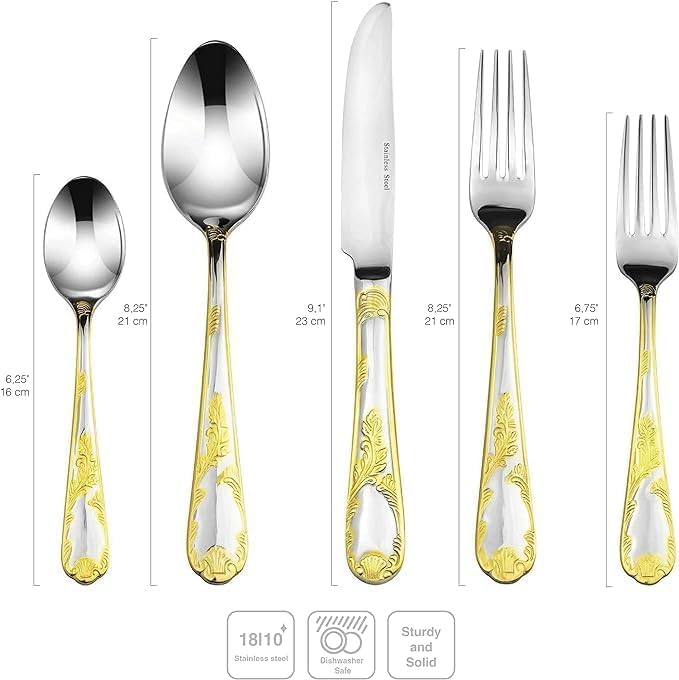 Venezia Collection Gold Flatware Serving Set for 12