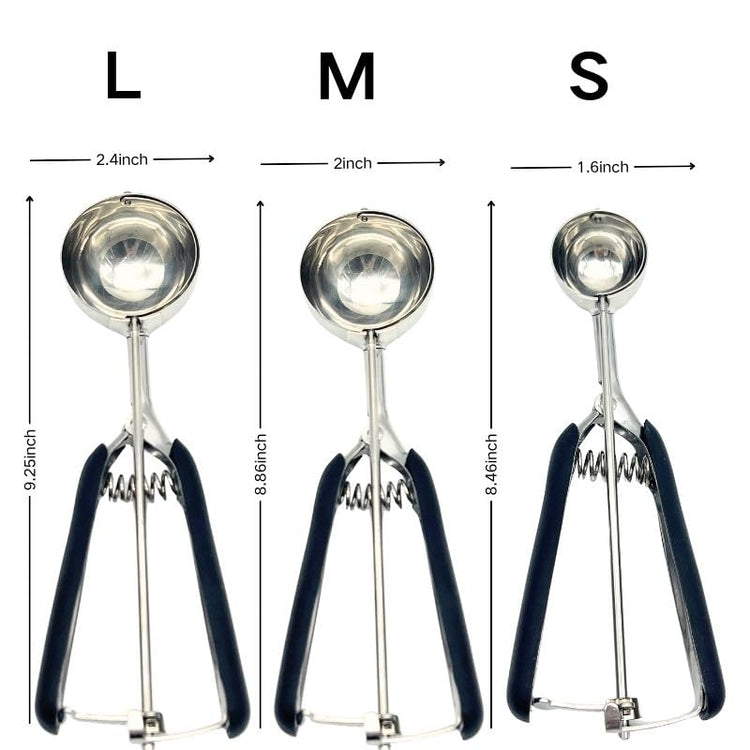 Cookie Scoop Set of 3 IceCream Scoop Set Stainless Steel Cookie Dough Scoop