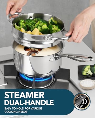 Saucepans with Lids & Steamer 7Pcs (3 Count)