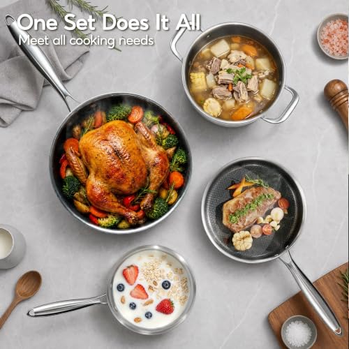 7pcs Stainless Steel Cookware Set (7 Count)
