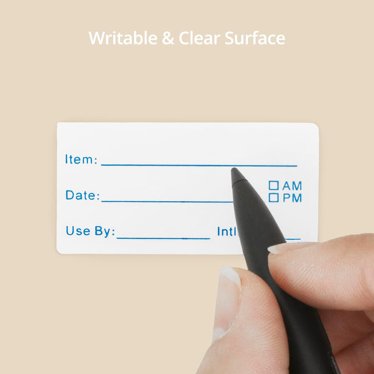 QWORK Dissolvable Food Labels (1000pcs) - 2 Rolls Removable Labels for Food Containers, Freezer Labels, Writeable Date Labels