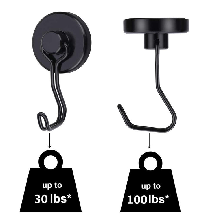 Magnetic Hooks 100LB Cruise Refrigerator Heavy Duty Neodymium Rare Earth Magnetic Hangers (4 Count)