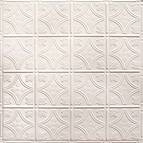 American Tin Ceilings Tin Backsplash [5-Pack with Trim Kit] in Pattern #3 and Creamy White Satin Color 24" x 24" (20 Sq Ft) for Kitchens | Genuine Tin | Made in The USA | Model: kit5-b-p03-wcs