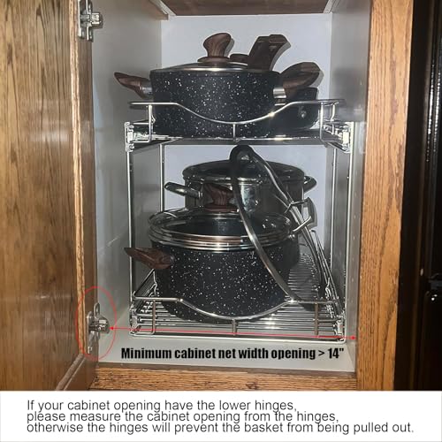 2 Tier Pull Out Cabinet Organizer (Chrome / 14" W X 18" D)