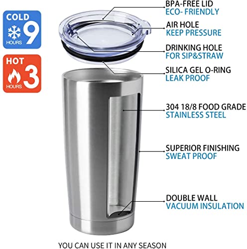 20oz Tumblers Stainless Steel Mugs with Lid Double Wall Vacuum Insulated Coffee Cups for Cold & Hot Drinks (Stainless Steel-A / 12 Count (Pack of 1))