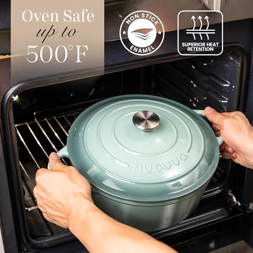 Enamelled Cast Iron Dutch Oven Pot with Lid 6.4 Quart Non Stick Casserole Pot