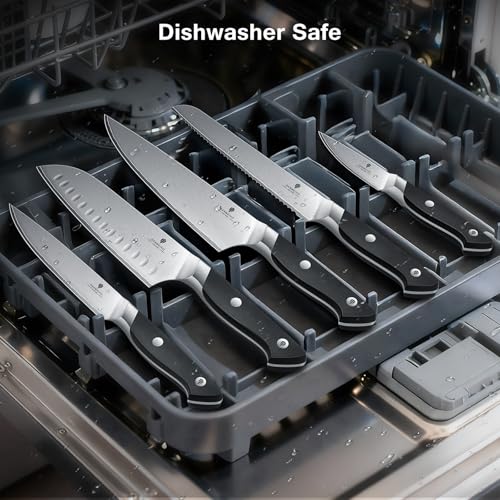 16 PCS Japanese Kitchen Knife Set with Block (16 Count)