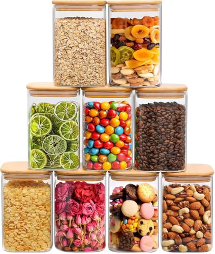 Square Glass Containers with Lids 1.2 Qt (1.2 qt x 9)