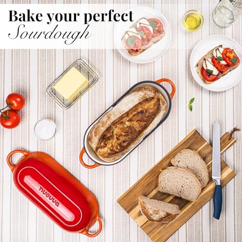 Enamelled Cast Iron Bread Loaf Pot (34cm x 16cm / Orange)