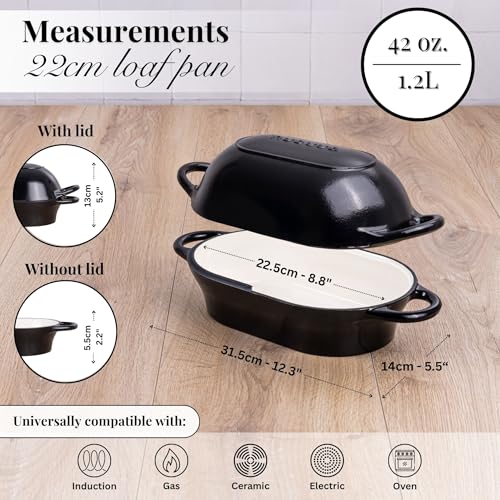Dutch Oven For Sourdough Bread Baking (24cm x 16cm / Black)