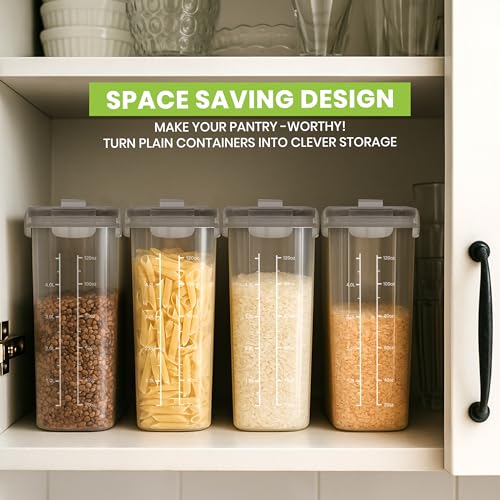 Cereal Containers Storage Set with Lids (Clear / 4 Liter (Pack of 3))