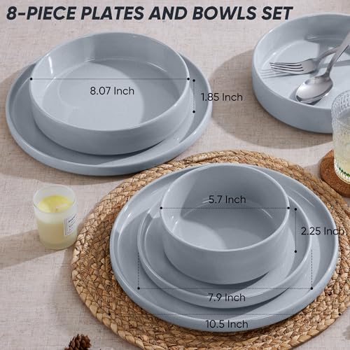 8 Piece Stoneware Dinnerware Sets with Pasta Bowls (8 Count)