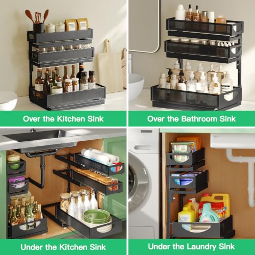 Under Sink Organizer (2Pack-3Tier / Black)