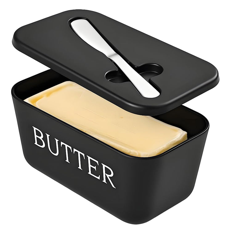 Large Plastic Butter Dish With Lid And Knife