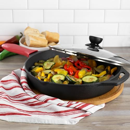 12 Inch Pre Seasoned Cast Iron Skillet with Tempered Glass Lid (12 Inch / 12 Inch Skillet Glass Lid)