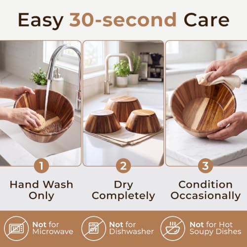 Wooden Salad Bowl Set of 3 (Round / 3 Piece)