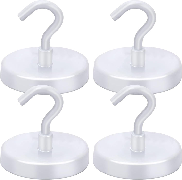 LOVIMAG Magnetic Hooks for Cruise Cabins, 150Lbs Cruise Magnets, White Magnetic Hooks Heavy Duty for Hanging, Refrigerator, Grill-4 Pack