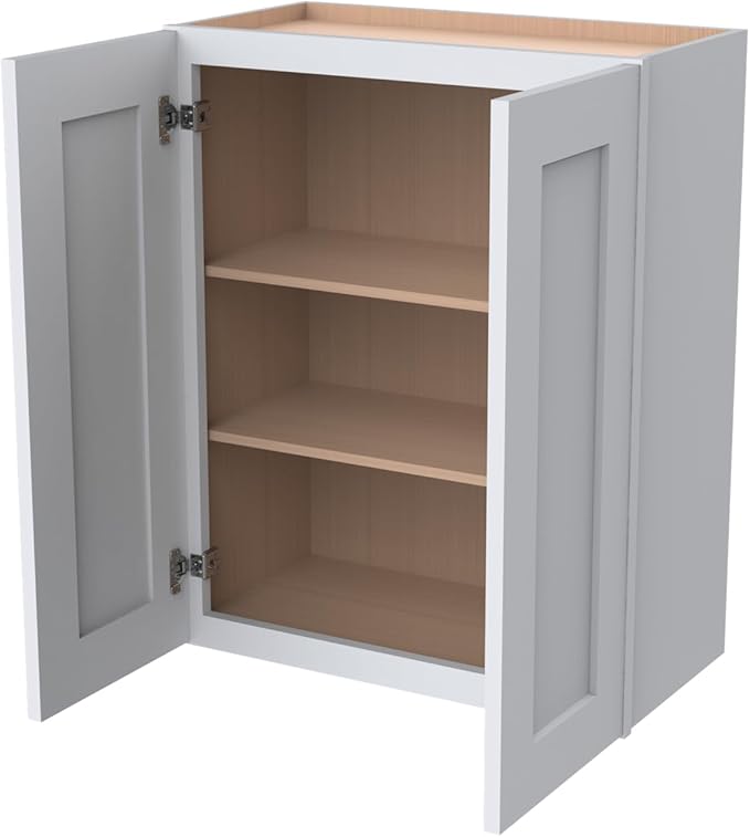 Wall-Mounted Cabinet – Solid Wood Shaker Style Medicine Cabinet with Adjustable Shelves & Soft-Close Doors for Bathroom, Kitchen, and Office Storage (White, 42" W x 12" D x 36" H)