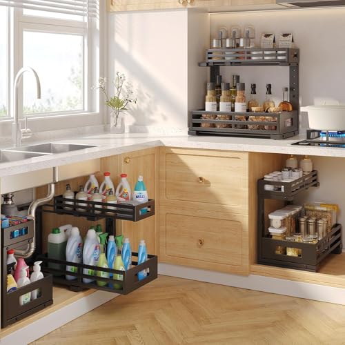 1 Pack Under Sink Organizers and Storage (1 Pack-15.7"Dx11.4"-16.34"H / Black)
