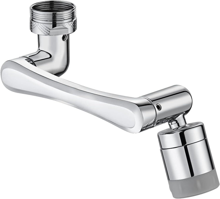 1440° Rotating Faucet Extender, Brass Multifunctional 1080°+ 360° Swivel Extension Robotic Arm Sink Aerator for Kitchen/Bathroom, 2 Water Outlet Modes, Silver