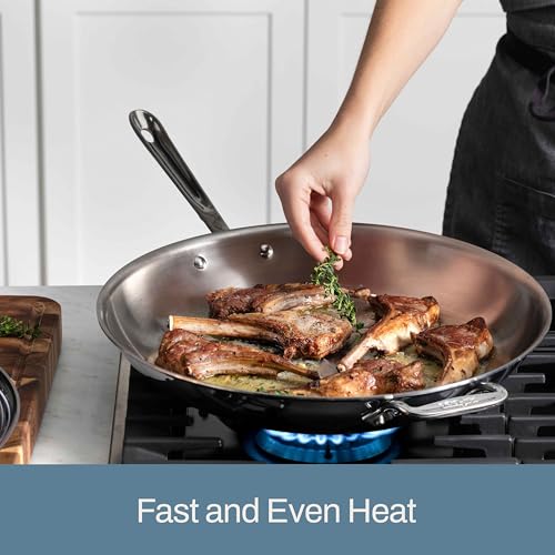 D3® Stainless Steel 14 inch Frying Pan Covered