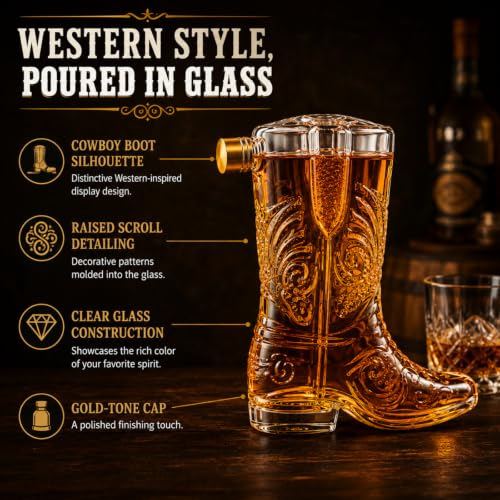 Western Cowboy Boot Whiskey Decanter 27oz