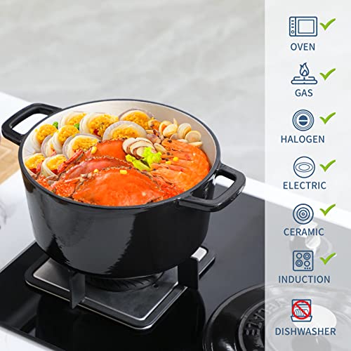 6 QT Enameled Cast Iron Dutch Oven Pot with Lid