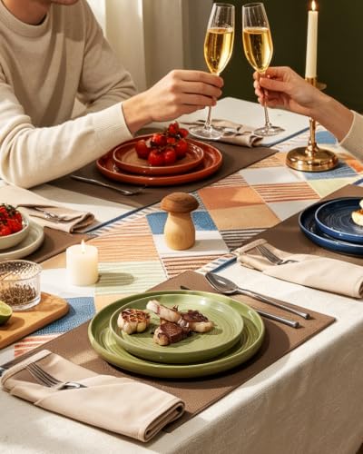 Ceramic Dinnerware Set for 4 (Multicolor (Earthy Tones))