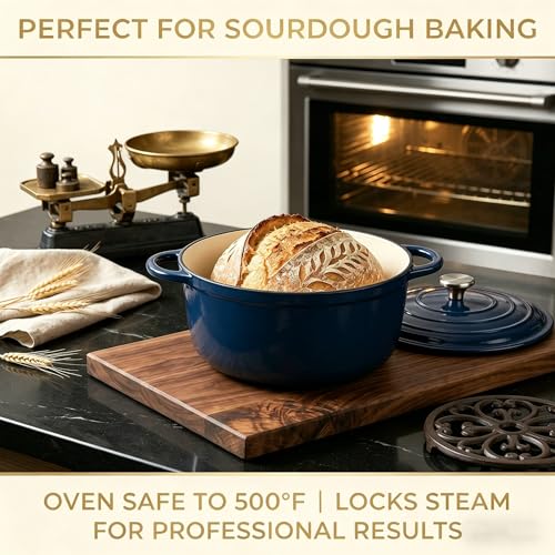 5 Piece Navy Blue Enameled Cast Iron Cookware Set