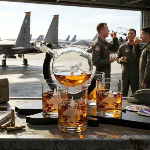 Fighter Jet Wine & Whiskey Decanter Set F16