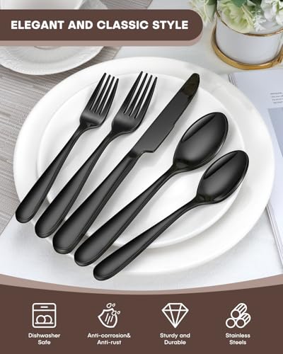 Black Silverware Set for 12 (60 Count)