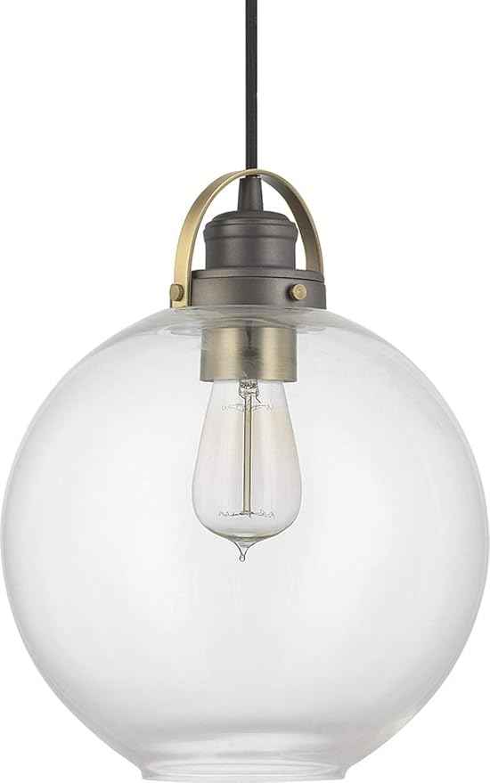 Capital Lighting 4641GA-136 Dean Urban/Industrial Clear Glass Globe Pendant, 1-Light 100 Watt, 13" H x 10" W, Graphite