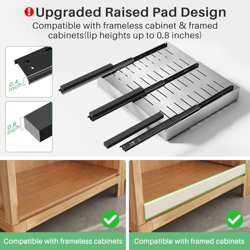 Pull out Cabinet Organizer (Silver / 21"D×12"-20"W(2 Pack))